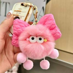 Nuevo Llavero de Peluche de Conejo Rex Adorable con Luz 3D, Diseño Personalizado, Moño, Bola de Carbón, Dumpling, Portátil, para Mochilas Escolares y Coche - Product Image 4