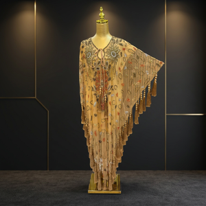 Caftan Glamour en Crêpe de Soie Marocain Longueur Ras du Sol, Brodé à la Main, Blanc, Taille Standard pour Femme, Idéal pour Cérémonie Nikkah - Product Image 4