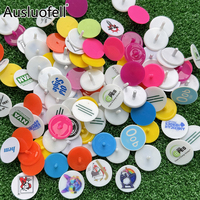 Marqueur de balle de golf en plastique, motif imprimé personnalisé, marqueurs de golf colorés, design rond et plat, accessoires de golf idéaux, vente en gros