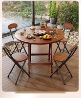 Mesa de Comedor Redonda Plegable Versátil con Tapa de Cristal, Moderna y Funcional para Cocina, Sala de Estar y Exterior