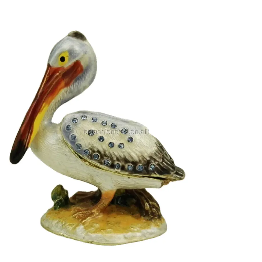 pelican Jewellery Enamel Crystal Metal Trinket Boxes Figurine Collect Gifts