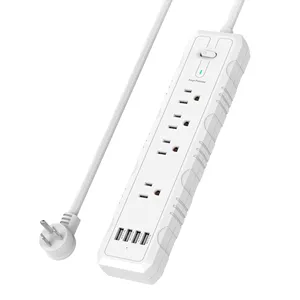 Ouliyo US Power Strip 4 AC Outlet 4USB Power Strip OVP Surge Protector Wall Mountable Power Sockets with ETL