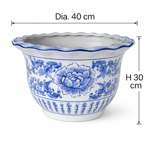 Maceta Moderna <span class=keywords><strong>de</strong></span> Cerámica Azul y Blanca, Florero Grande Esmaltado, Florero <span class=keywords><strong>de</strong></span> Porcelana Hecho a Mano con Orificio <span class=keywords><strong>de</strong></span> Drenaje para Decoración del Hogar - Product Image 2