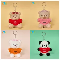 Porte-clés pendentif en forme d'ours princesse, jouet en peluche personnalisé avec logo, coton PP, anti-stress, doublure en maille lavée, cadeau de remise de diplôme scolaire