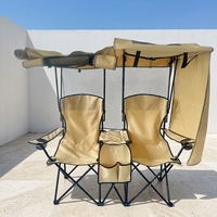 Fauteuil de camping double portable avec auvent pour adultes, idéal pour pique-nique, barbecue et plage