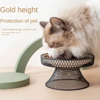 Bol de repas surélevé pour chat, motif floral, en maille, pour protéger le cou, style bohème