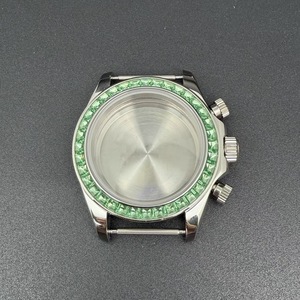 Caja de Reloj VK63 Mod de Acero con Bisel de Cristal de Piedra, Caja de Reloj Cronógrafo de Cuarzo Multicolor de 39MM - Product Image 5