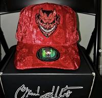 Topi Baseball Beludru 5 Panel Logo Setan Berhias Berlian Imitasi Barbas Hats Lapisan Dalam Satin Gorras