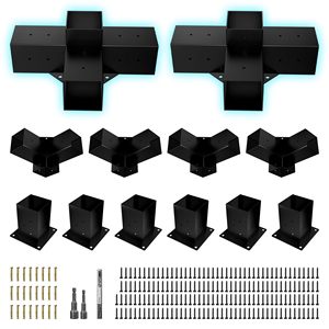 Pergolaset, <span class=keywords><strong>Pergola</strong></span> Beugels 3-weg Haakse Hoekbeugel Houtbewerking <span class=keywords><strong>Diy</strong></span> Post Base Kit - Product Image 2