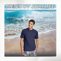 Vente en gros de chemises de surf pour hommes de haute qualité, manches courtes, anti-UV, rash guard, séchage rapide, 100% polyester, vêtements de sport, sports nautiques