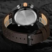 Jam Tangan Digital LED NAVIFORCE 9225 Baru untuk Pria, Multifungsi, Kronograf, Quartz, Kulit Asli