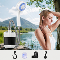 Kit de pompe de douche portable en ABS pour l'extérieur, rechargeable par USB, léger (540g), avec débit d'eau réglable, pour le camping et le bain