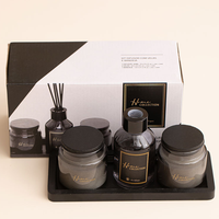 LANJO 2026 Nouveau Design Ensemble Diffuseur et Bougie Votive en Cire de Soja avec Plateau en Bois Écologique Parfumé Aromathérapie Emballage Luxe Mariages