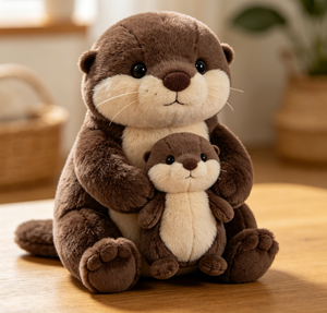 Peluche Personalizado de Madre y Cachorro de <span class=keywords><strong>Nutria</strong></span> Abrazándose, Muñeco de Compañía para Dormir para Niños, Relleno de Algodón PP, Animal de Peluche Educativo y Suave - Product Image 2