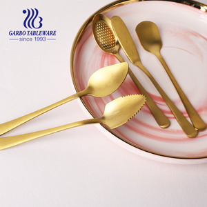 Đồng Cổ Titan Mạ Thép Không Gỉ Dao Kéo Dịch Vụ Thiết Lập Bơ Dao Đường Muỗng Matte Vàng Nhà Bảng Flatware Thiết Lập - Product Image 5