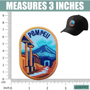 Patch brodé personnalisé Pompeii Italie 3 pouces, thermocollant ou à coudre, applique de voyage en tissu - Product Image 3