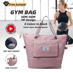 Hot Fashion 8 Color Waterproof Zipper Pocket Carry On Custom Foldable Expandable Travel Weekender Tote Bag With Trolley Sleeve