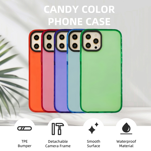 Candy Color Shockproof Mobile Phone Cover TPE Anti-fall Bumper Custom Camera Frame Logo for iPhone 17 16 15 Pro Max