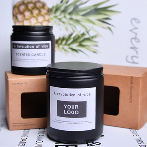 Bougie parfumée cylindrique noire 150g en cire de soja, parfumée, décoration d'intérieur - Product Image 2