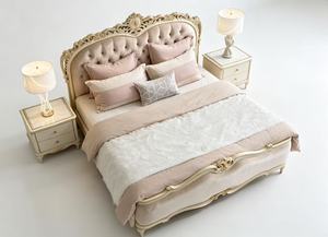 French Style Velvet Tufted King Size <b>Bed</b> With Ornate Carved <b>Frame</b> And <b>Soft</b> Upholstery - Product Image 2