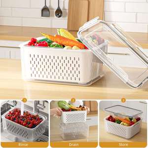 Fruit Food Storage <b>Containers</b> Fridge Removable Colanders Lids-Back School Borosilicate Glass <b>Clear</b> Multifunction Freshness - Product Image 4