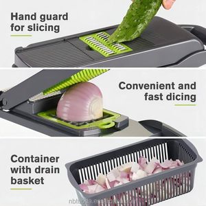 Hot Sale Manual <b>Vegetable</b> Slicer Food Processor Meat and <b>Vegetable</b> <b>Chopper</b> Grinder 12 in 1 PC Plastic - Product Image 2