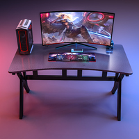 Bureau d'ordinateur noir de 42 pouces avec support pour moniteur, poste de travail pour joueurs avec crochets pour casque, bureau de style moderne et simple pour la maison ou le bureau