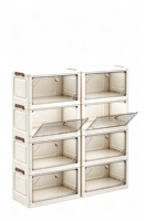 Armoire de rangement à chaussures pliable en plastique avec porte rabattable et roulettes universelles pour l'organisation des chaussures à domicile