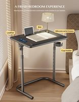 Grand bureau d'ordinateur pour la maison ou le bureau, petit bureau pour ordinateur portable, table d'appoint pour lit ou canapé, bureau réglable avec support de tablette et porte-gobelet