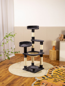 Arbre à chat en fausse fourrure de luxe, grattoir, maison, poteau à gratter, arbre à grimper pour chats, tour Cando, vente en gros par le fabricant - Product Image 1