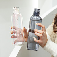 Bouteille d'eau en verre borosilicate personnalisable avec échelle d'hydratation horaire