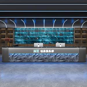 Comptoir de réception écologique en bois massif de style industriel pour la salle de billard Caisse enregistreuse Salon de massage des pieds Salle de sport - Product Image 1