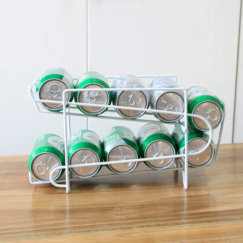 Creativo frigorifero doppio strato rotolamento può rack di stoccaggio tavolo da cucina scaffale per bevande