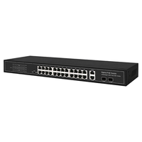 24 Port 100M PoE Switch 2 Gigabit Combo Uplink 400W 802.3bt Unmanaged untuk Kamera IP Wireless AP