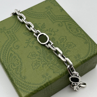 Bracelet à chaîne épaisse de marque de créateur, double anneau, bijoux haut de gamme pour femmes, best-seller