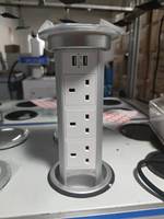 Küchen-Arbeitsplatten-Steckdosenleiste Elektrische Steckdose Motorisierte Pop-Up-Steckdose 13A Nennstrom IP44 Aluminium für UK/EU