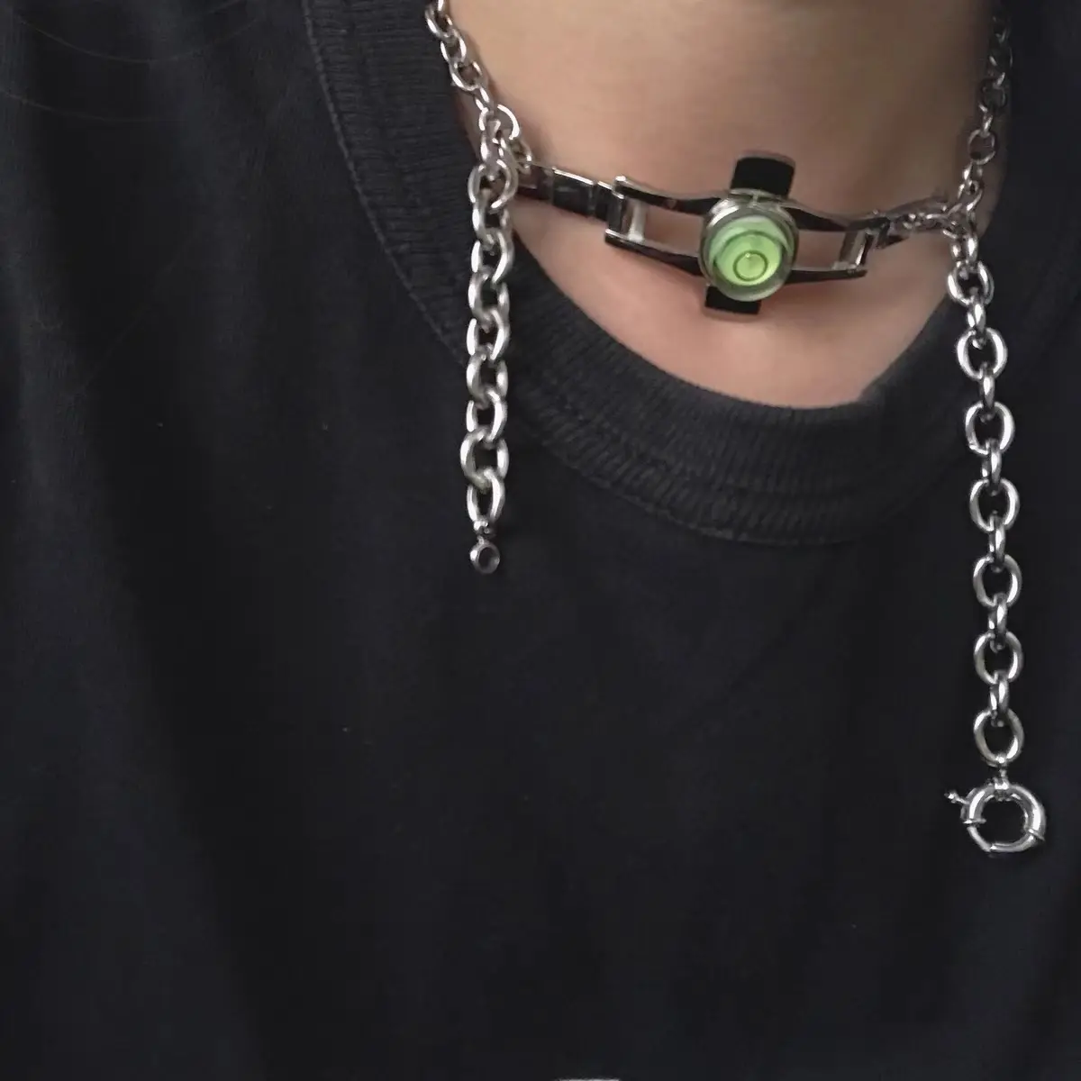 Зеленое ожерелье в стиле панк для мужчин и женщин, модное серебряное Ретро украшение в стиле хип-хоп для влюбленных