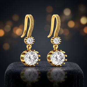 Boucles d'oreilles pendantes de luxe en argent 925 de haute qualité avec moissanite plaqué or, bijoux Tishya Diamond - Cadeau populaire - Product Image 2