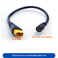 Câble adaptateur Doingwin DC5521 12AWG en cuivre pur DC5521 mâle vers XT60 femelle à courant élevé pour alimentation de batterie Lipo de drone RC FPV
