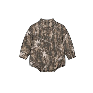 Précommande : Ensemble de vêtements pour bébés garçons, sweat-shirt à col montant et barboteuse bulle, motif camouflage décontracté automne, en coton et élasthanne - Product Image 3