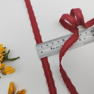 Cinta elástica de nailon personalizada con borde de picot de color rojo HH4K EKS3368-13.5 para cinturones de lencería sexy - Product Image 3