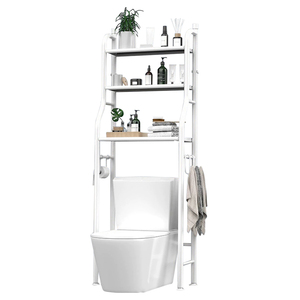 Đa năng 3 lớp kim loại phòng tắm giá lưu trữ chủ trên nhà vệ sinh giá nhà đứng tổ chức kệ - Product Image 1