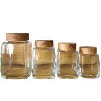 Bocaux de conservation alimentaire carrés en verre de qualité supérieure avec couvercles hermétiques en 100ml, 180ml, 380ml pour miel, confiture, cornichons et produits secs