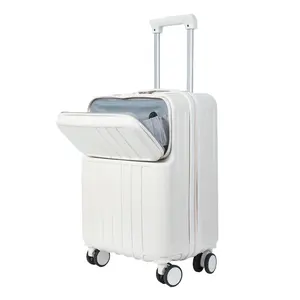 2023 Unisex Mode Voor Opening Trolley Bagage Laptop Cabine Case Met Bekerhouder En Usb-Poort Voor Reizen