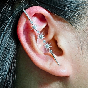 Hot Sale Industrial Piercing Jewelry <strong>Lightening</strong> CZ Stud <strong>Earrings</strong> with Long Barbell 63mm 2.5g Cartilage Conch BA - Product Image 5