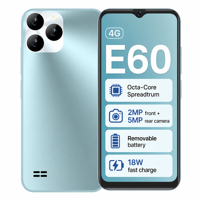 E60 3000 MAh 6.5 Inch GSM WCDMA LTE UNISOC Octa Core Custom Phone Androids Phones Mobile Phone Manufacturer