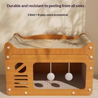 Griffoir et lit pour chat intégrés, maison pour chat résistante à l'usure, antidérapante, double couche, quatre saisons, en carton ondulé