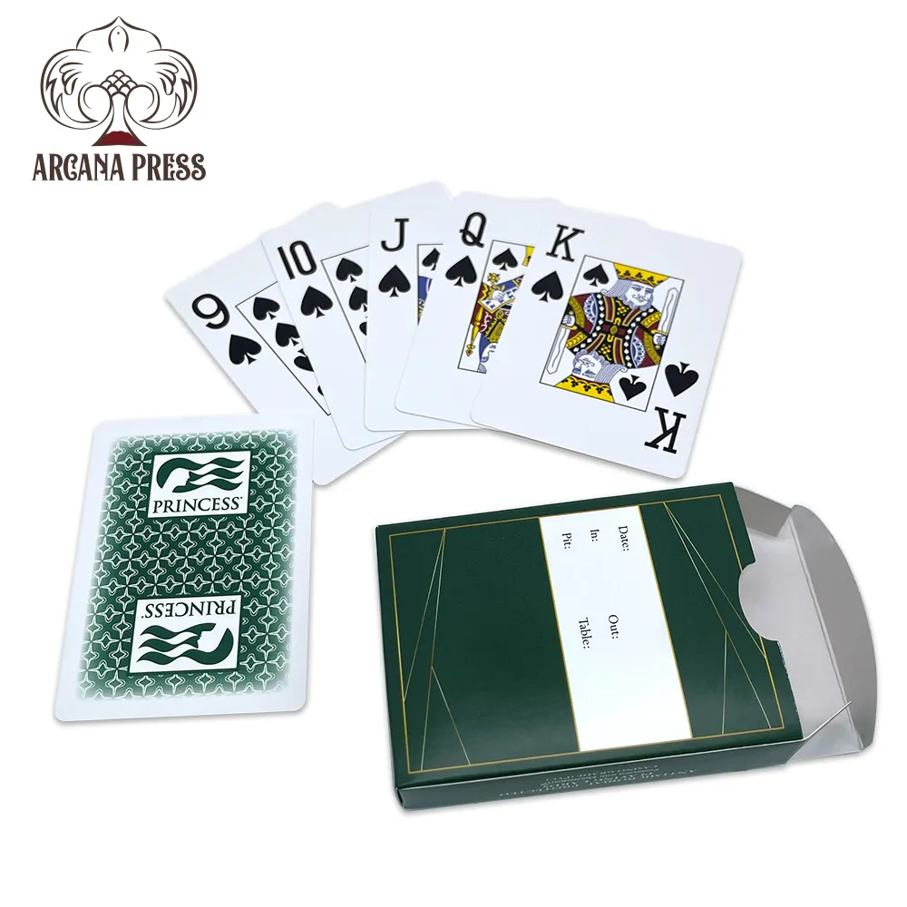 Original Factory Großhandel Custom Logo Wasserdichte schwarze Poker-Spiel PVC-Karte Benutzer definierte Kunststoff Gold Papier Spielkarten