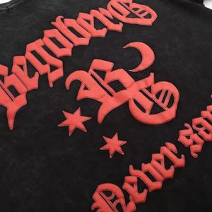 Camiseta extragrande de algodón 300G con estampado de soplo de logotipo personalizado para hombre - Product Image 6