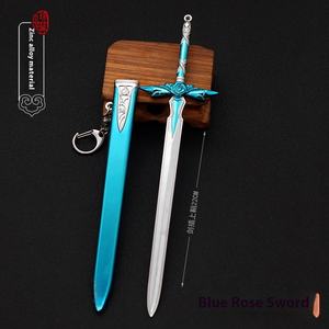 Sword Art Online <span class=keywords><strong>Kirito</strong></span> Gold Osmanthus Sword Blue Rose Sword Movie Edition Gravé Anime Arme Modèle avec Gaine pour Cosplay - Product Image 3